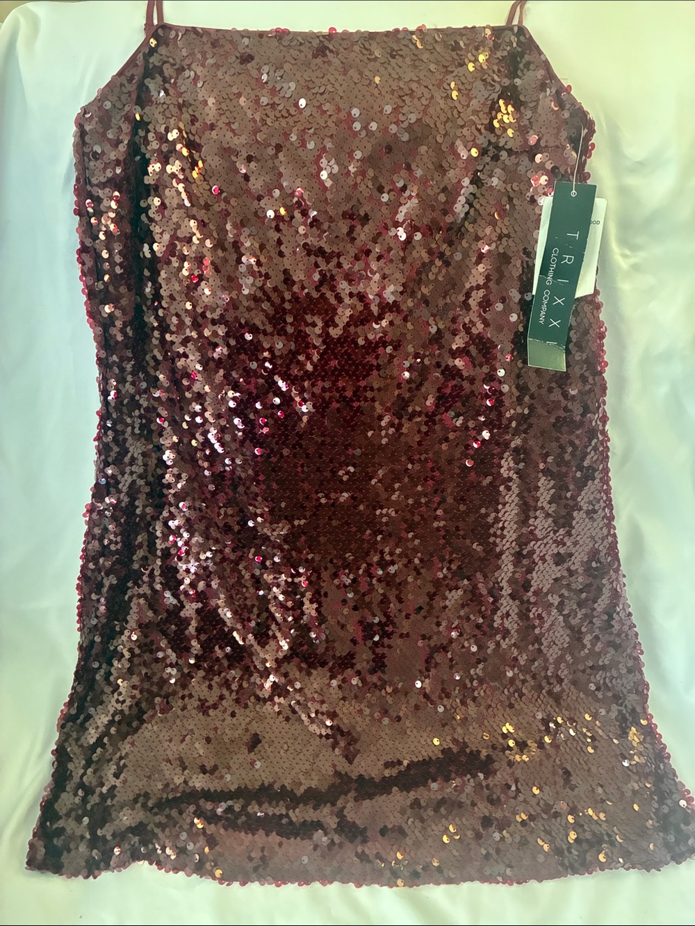 Trixxi Wine Red Sequin Mini Dress